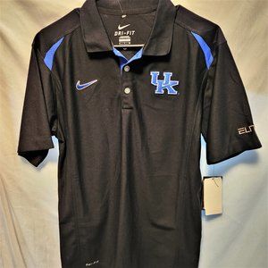 NWT MEN Polo Top Shirt Kentucky "U NIKE 27058 S Official Licensed College Black